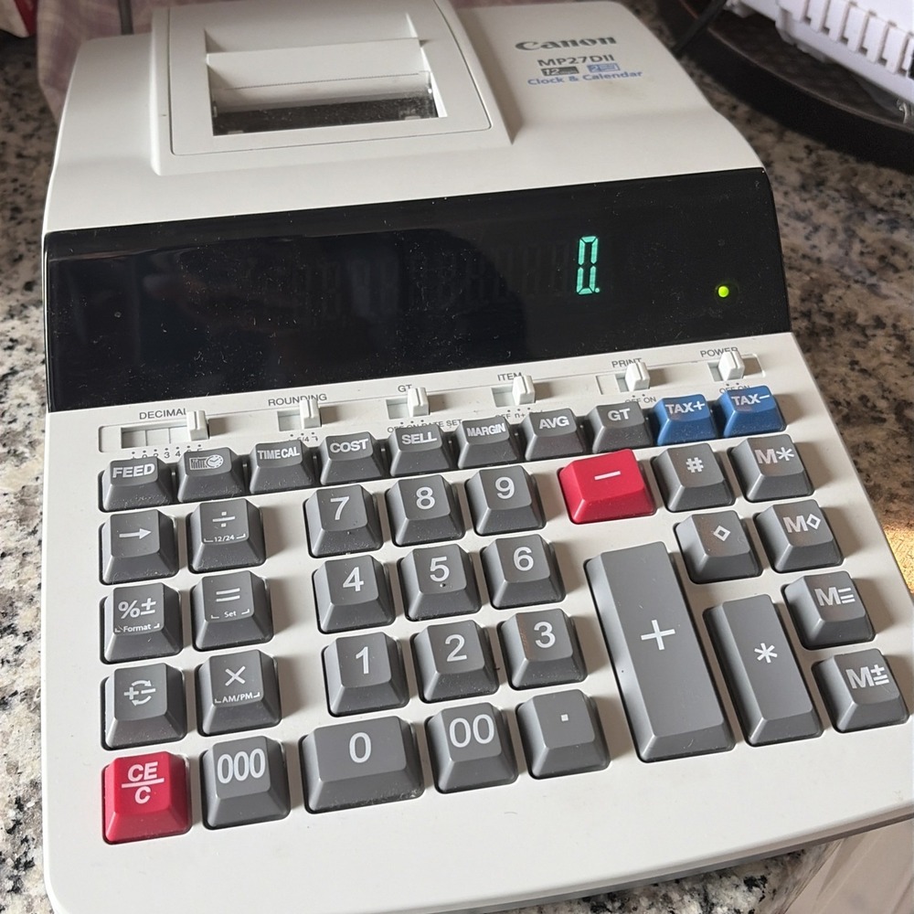 CANON MP27DII Clock & Calendar 12 digits PRINTING CALCULATOR *NO RIBBON*
